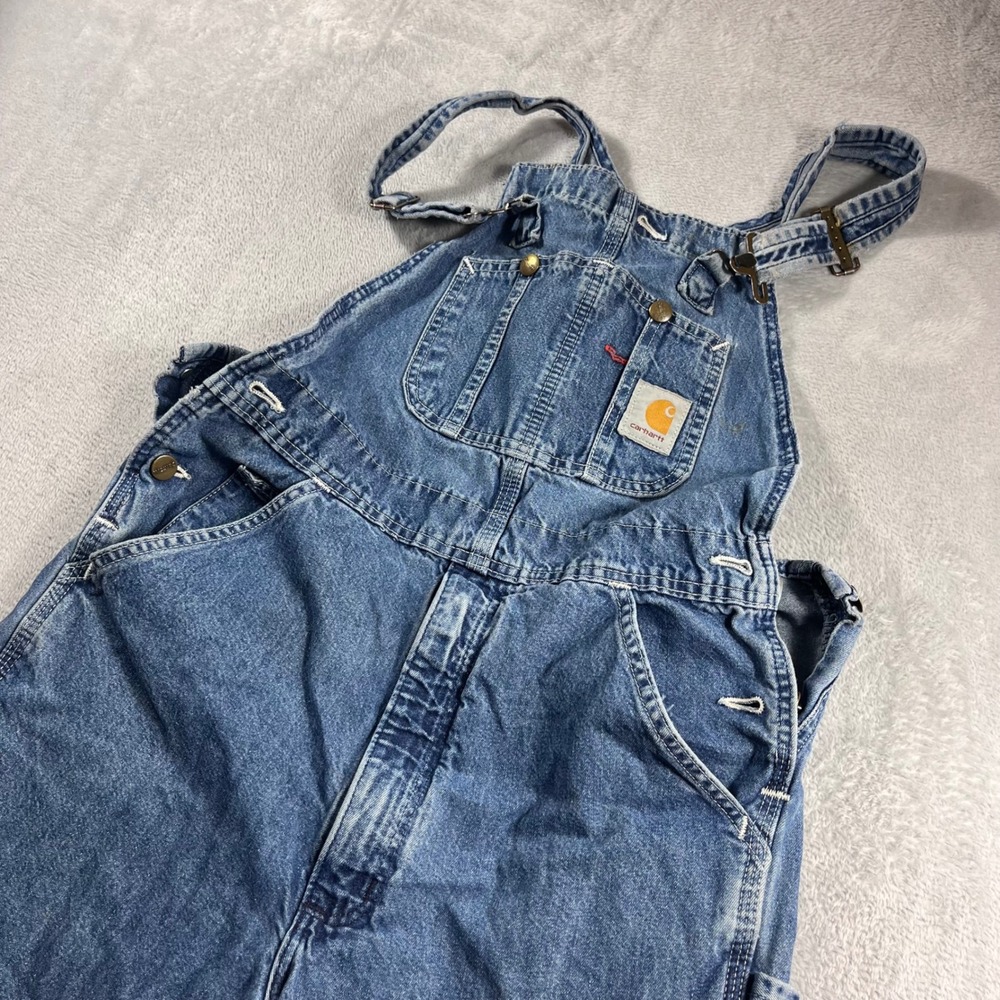 Carhartt Mens Unlined Denim Bib Overalls R07 DBT Dark Stone Blue 30x28